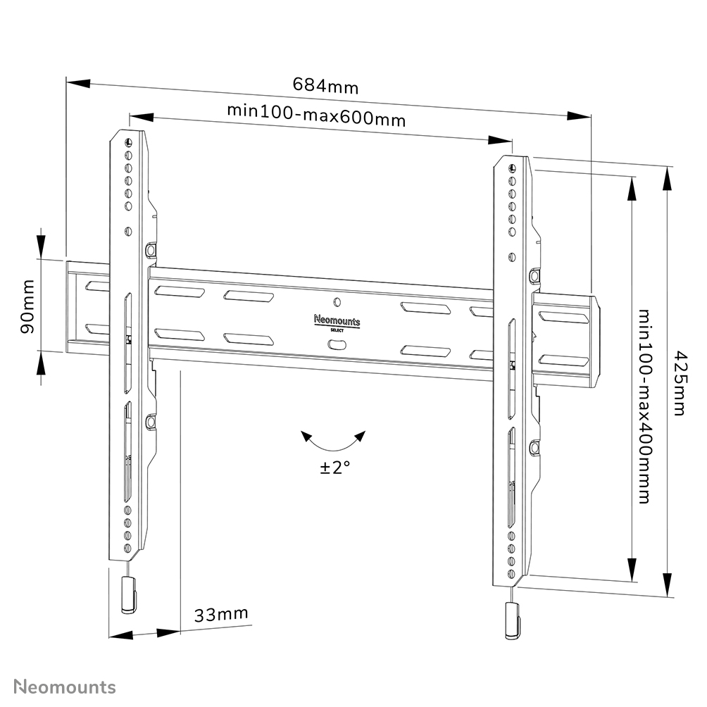 Neomounts WL30S-850BL16 TV mount wall 42-86" - fixed - lockable - fast installation